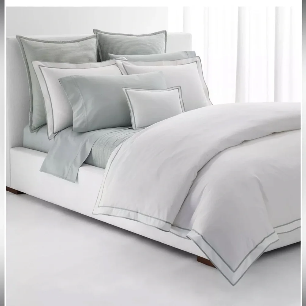 Brand new LAUREN Ralph Lauren Spencer Sateen Border Queen Duvet Cover Sage