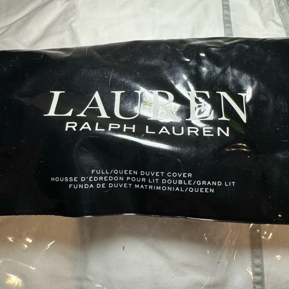 Brand new LAUREN Ralph Lauren Spencer Sateen Border Queen Duvet Cover Sage