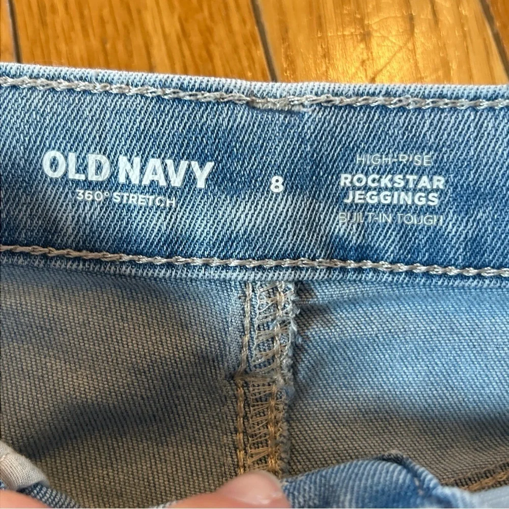 2 Pairs Old Navy Rockstar High Rise Stretch Light Blue Denim Jeans Girls Sz 8