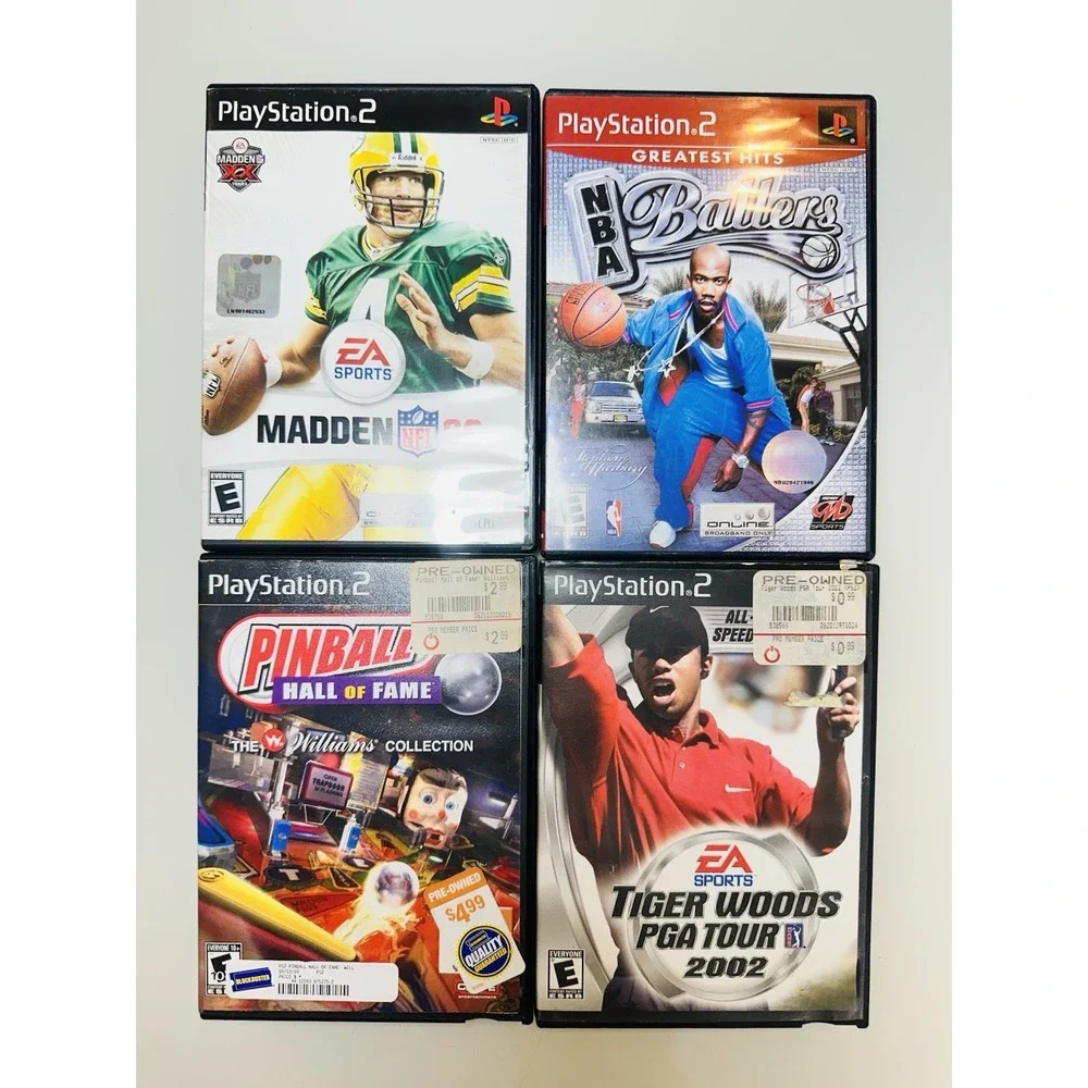 PlayStation 2 PS2 5 Game Lot - Madden NFL 09/ NBA Ballers/ Tiger Woods/Pinball