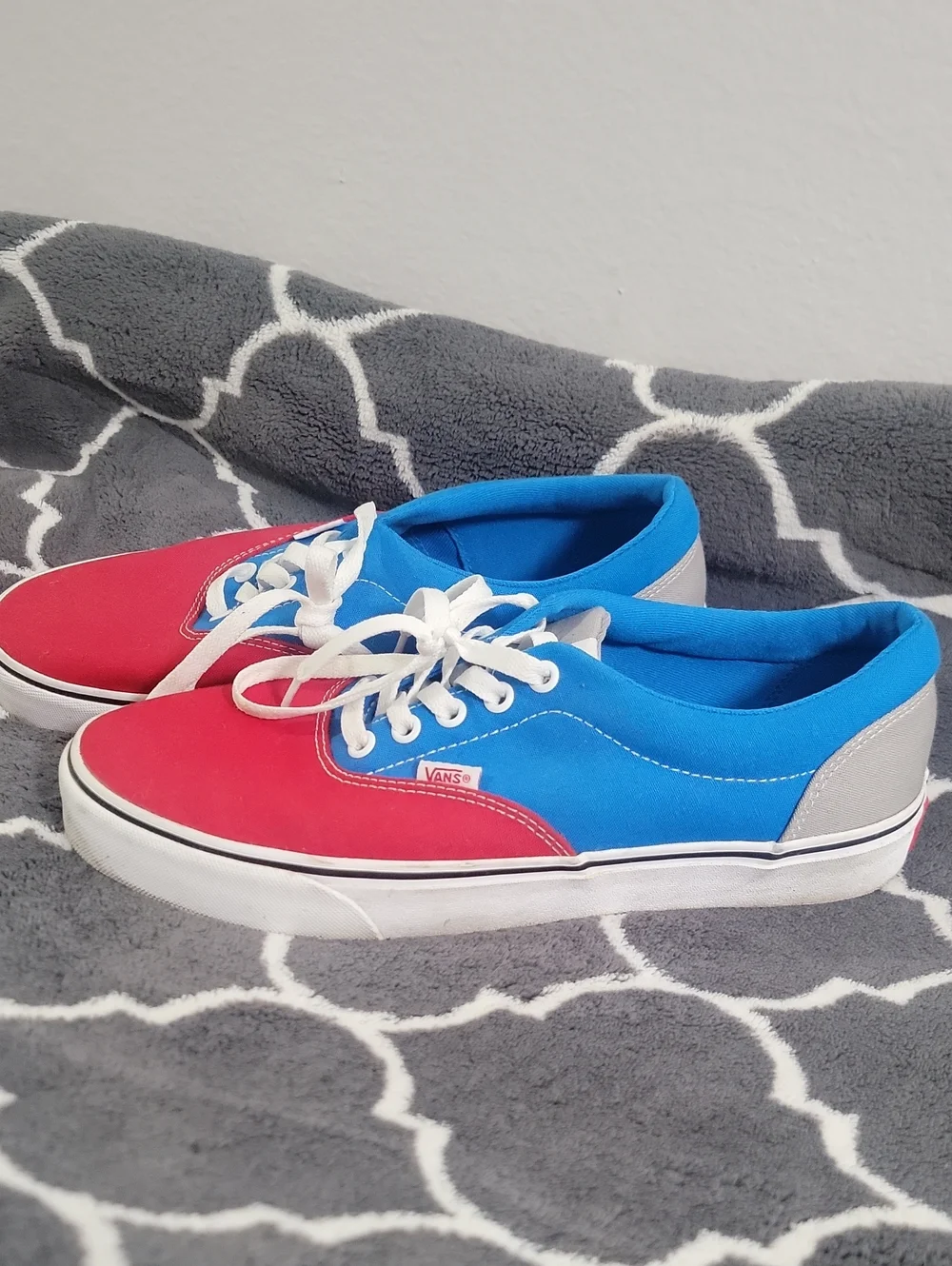 Vans Two-Tone Red and Blue Low-Top Sneakers